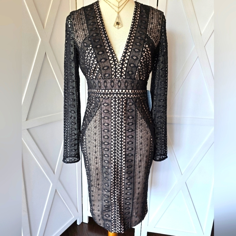 BARDOT Allegra Lace Sheath Black Dress